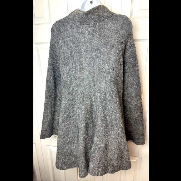 BOSTON PROPER Gray Sweater Pullover Mock Neck Peplum Long Tunic Wool Blends - Picture 6 of 10